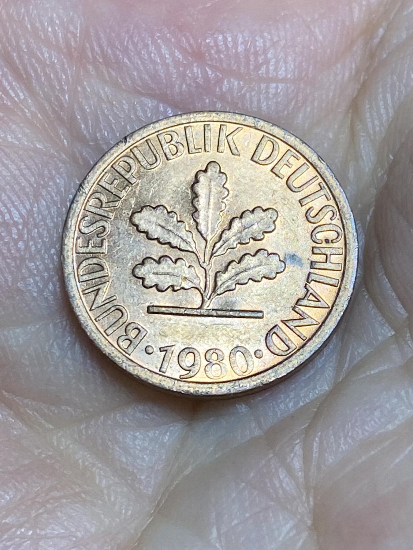2025年第六十五场(总第九十一场）外国好品散币(免佣金) 好品–德国🇩🇪1980年1芬尼(D标，慕尼黑造)