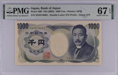 超越收藏第十五场 - Japan, Bank of Japan, 1000 Yen ND (2003) - Printer: NPW