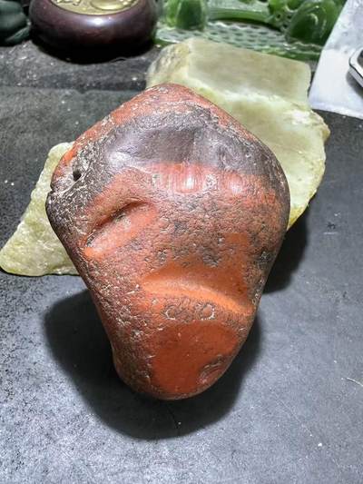 精美柿子红皮开窗料红白双色南红玛瑙原石一颗 - 精美柿子红皮开窗料红白双色南红玛瑙原石一颗