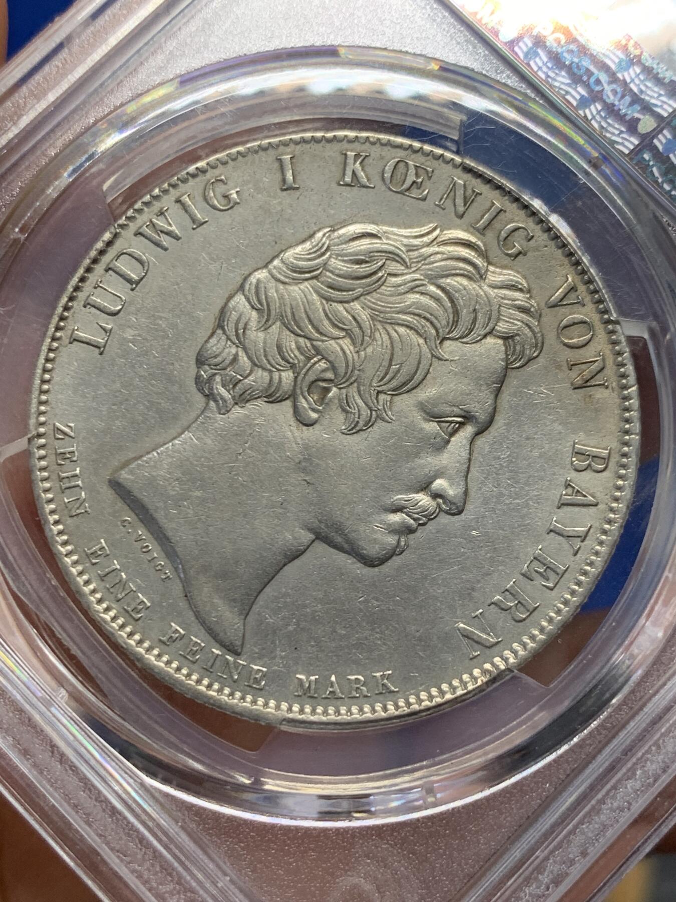 《竞宝斋》第400场 周日，周一，周二，3场连拍 （全场包邮） PCGS AUD 德国 1828年巴伐利亚祝福王室历史协定泰勒