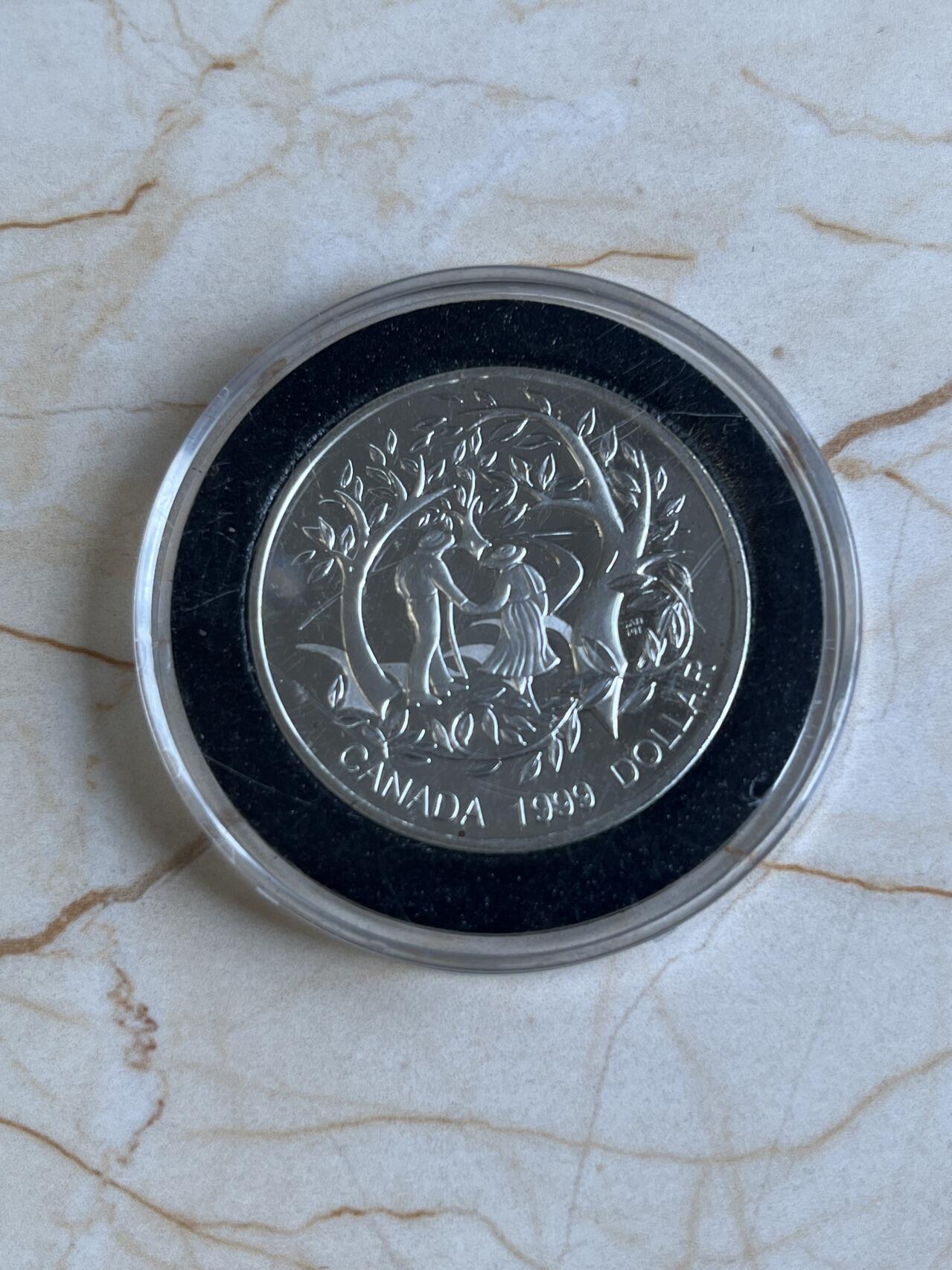 第166期拍卖【长期征集拍品】 加拿大1999年国际老年人年精制纪念银币，925银，25.175克