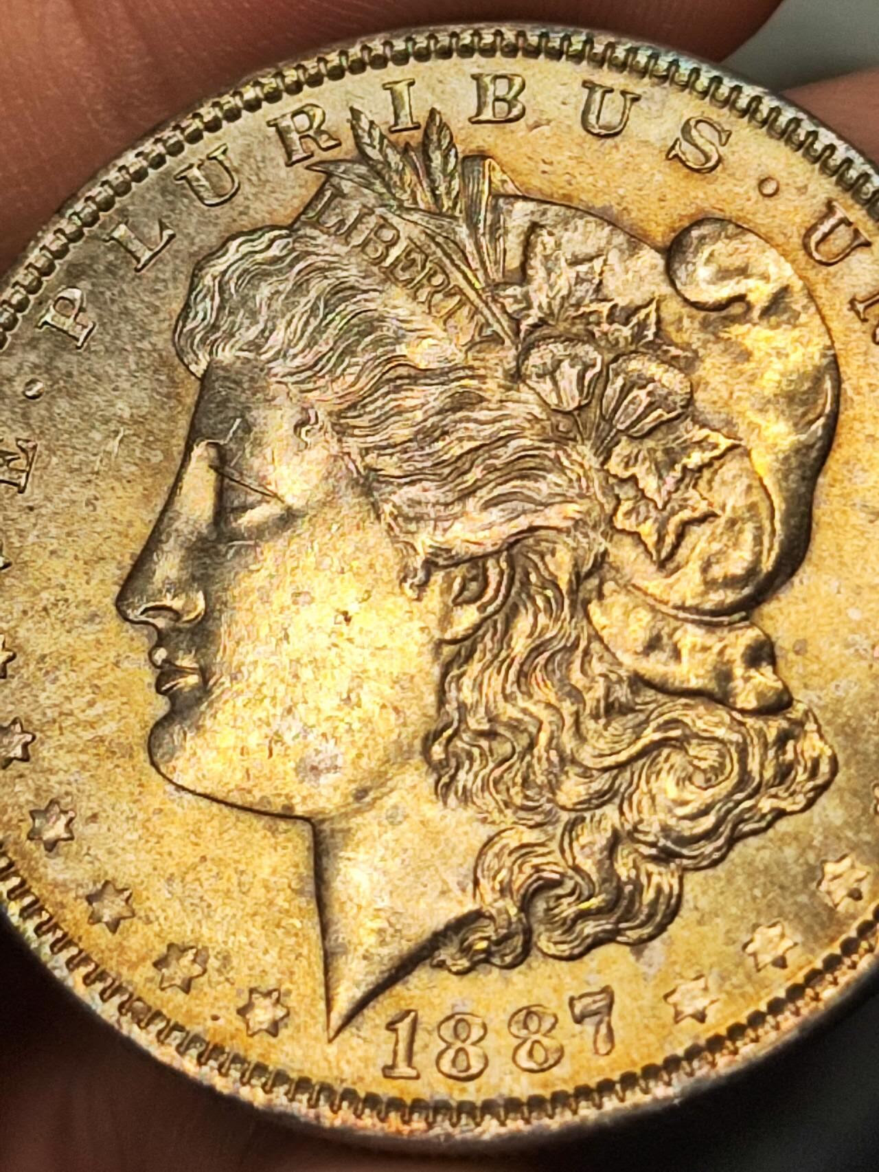 美国 摩根银币 1887年 unc美品