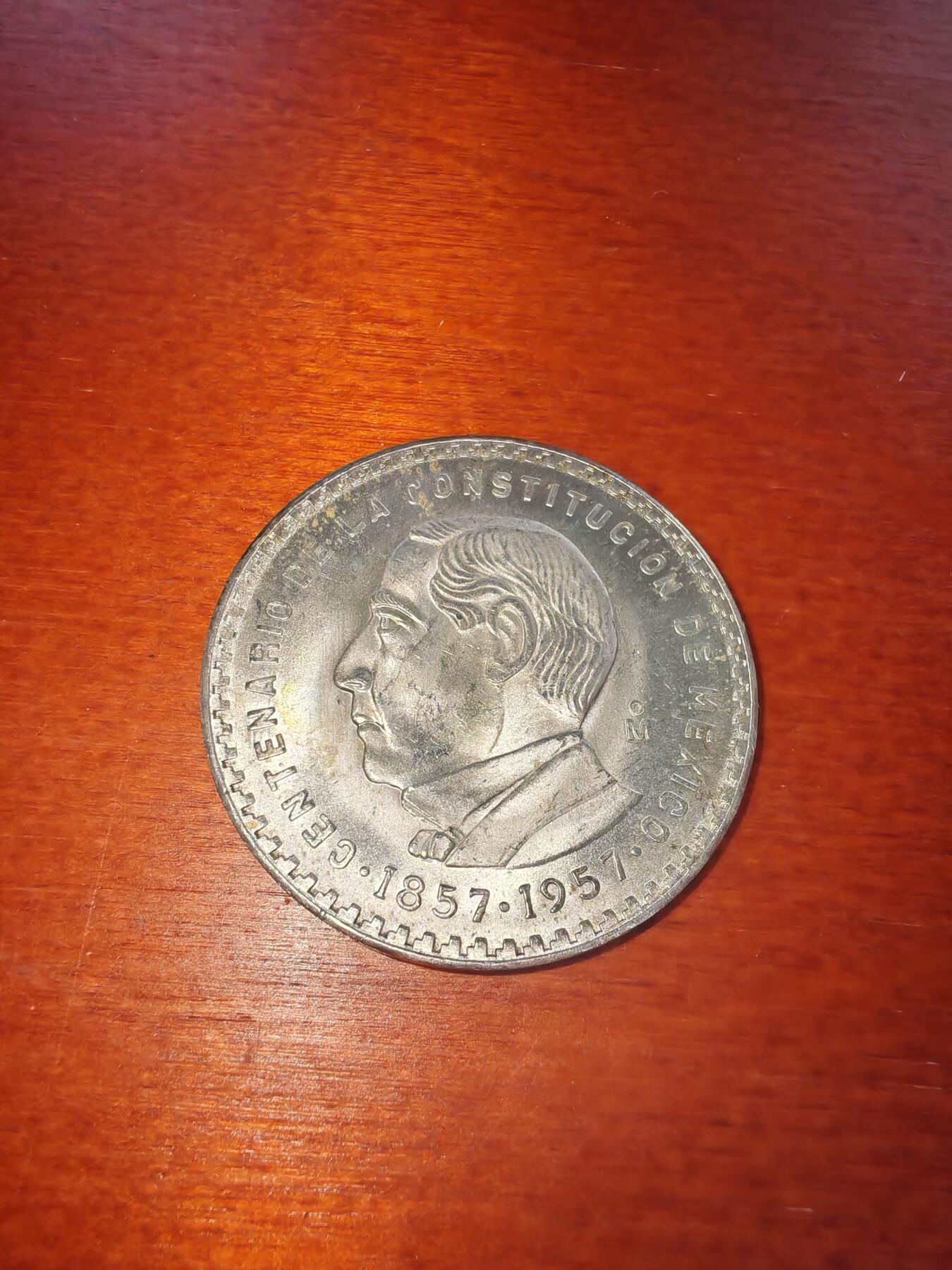 长老汇蛇年精选第二十一场拍卖 1957墨西哥宪法百年5比索银币，墨西哥城造币厂，未流通
