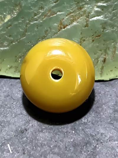 精美蒙料鸡油黄冻料战国红玛瑙算盘珠一个， - 精美蒙料鸡油黄冻料战国红玛瑙算盘珠一个，