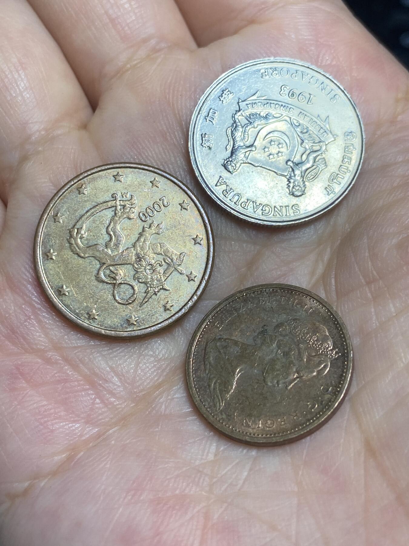 2025年第六十五场(总第九十一场）外国好品散币(免佣金) 3枚：加拿大🇨🇦1974年1分，新加坡🇸🇬1993年20分，芬兰🇫🇮2000年5欧分