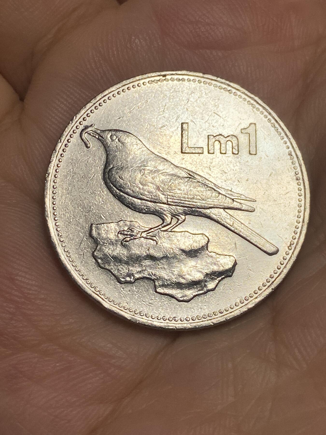2025年第六十五场(总第九十一场）外国好品散币(免佣金) 马耳他🇲🇹1991年1里拉(盾徽版首发年，流通硬币最大面值)