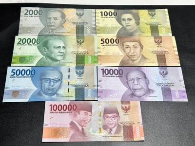 《外钞收藏家》第五百四十六期（本期有精品银币、以及稀少裸币和热门评级币）（本平台长期征集拍品、欢迎藏友们联系合作） - 印度尼西亚2016年清版7张一套（1千-10万卢比）	UNC