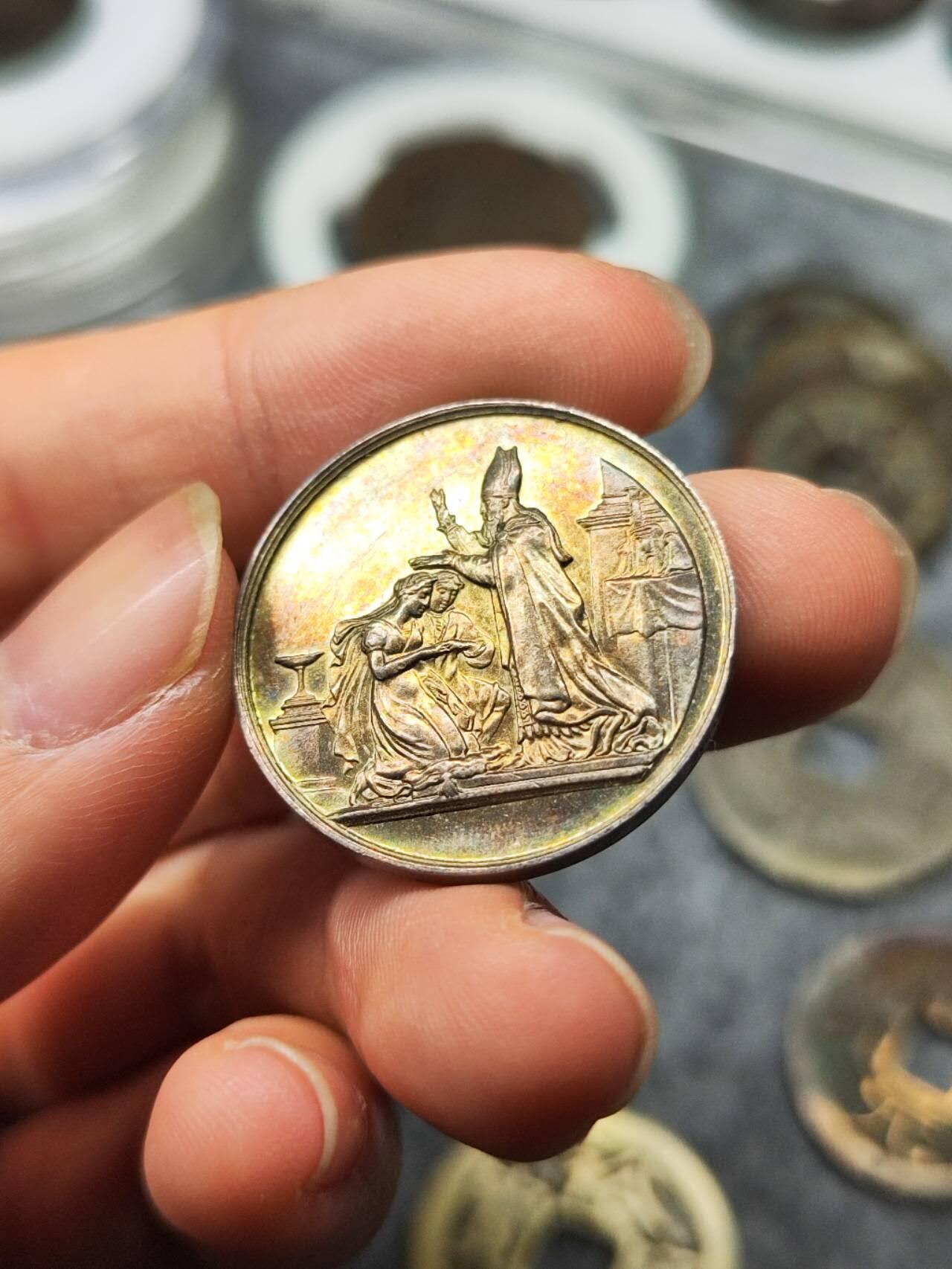 法国 1873年 结婚银章 蜜蜂边铭