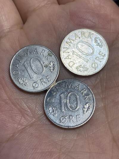 2025年第六十五场(总第九十一场）外国好品散币(免佣金) - 丹麦🇩🇰3枚：1974年1975年1977年10欧尔(玛格丽特二世时期 S; B版)