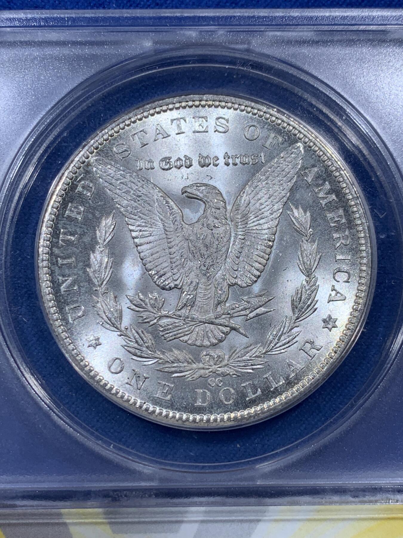 《竞宝斋》第400场 周日，周一，周二，3场连拍 （全场包邮） ANACS MS64 美国1884年CC摩根，远胜于分数的实物状态，送PC/NGC常有惊喜