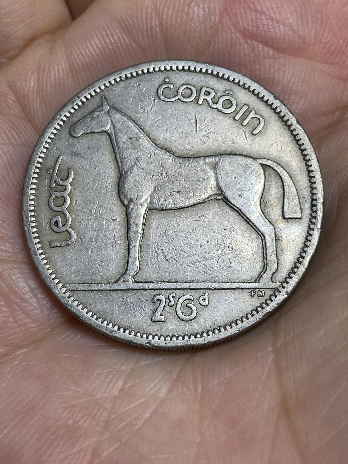 2025年第六十五场(总第九十一场）外国好品散币(免佣金) 爱尔兰🇮🇪1955年1/2克朗大币(等值2.5先令，共和国时期第一套第二版，铜镍材质)
