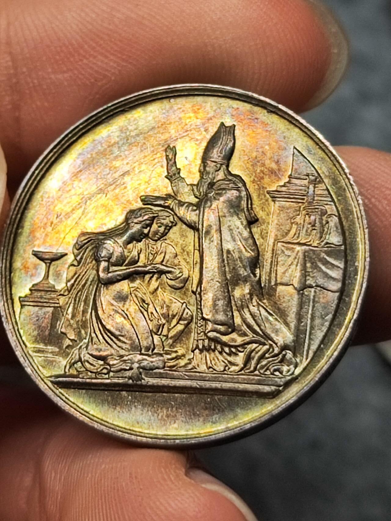 法国 1873年 结婚银章 蜜蜂边铭