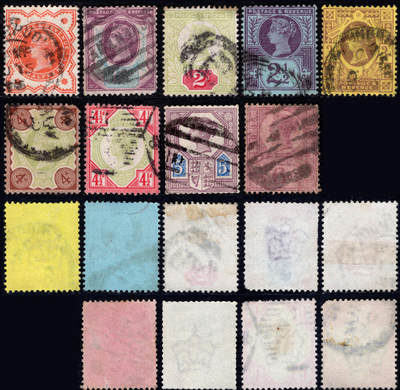 洪涛臻品批发群 精选邮票限时拍卖第1050期  - 英国1887维多利亚女王9枚旧 2017标价旧$114.85美元
