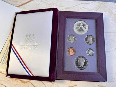 第166期拍卖【长期征集拍品】 - 获奖美国1988年汉城奥运火炬精制6枚套币，900银，26.72克，获克劳斯1990年度最受欢迎币大奖