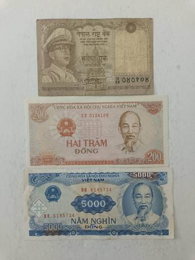 【20250717】非全新纸币第265场 - 亚洲国家3张纸币，有裂缝