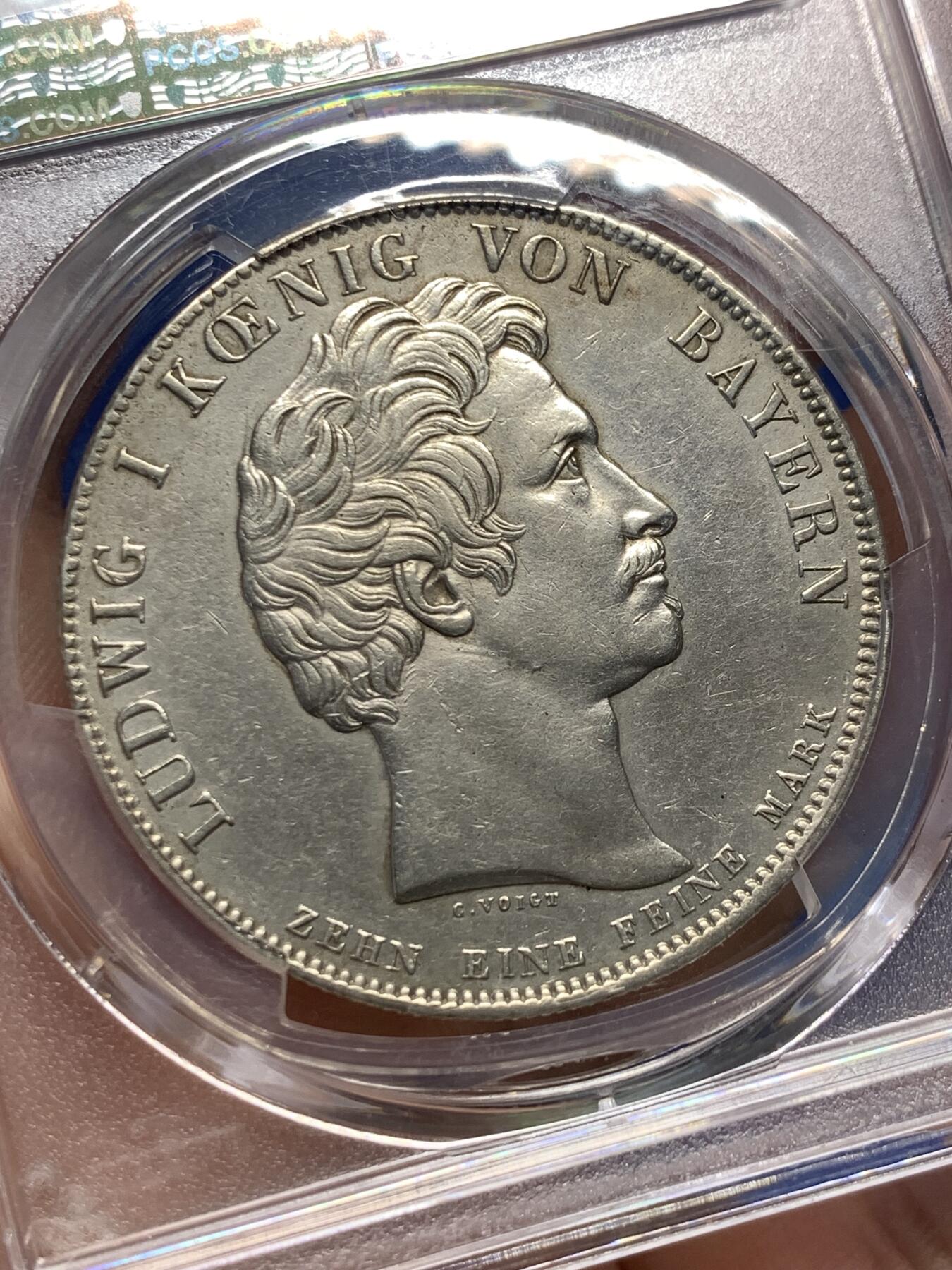 《竞宝斋》第400场 周日，周一，周二，3场连拍 （全场包邮） PCGS AUD 德国 1828年巴伐利亚祝福王室历史协定泰勒