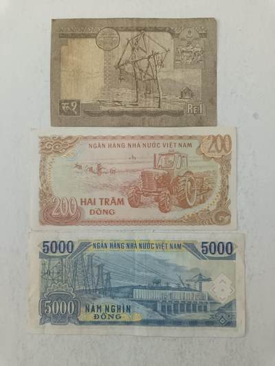 【20250717】非全新纸币第265场 亚洲国家3张纸币，有裂缝