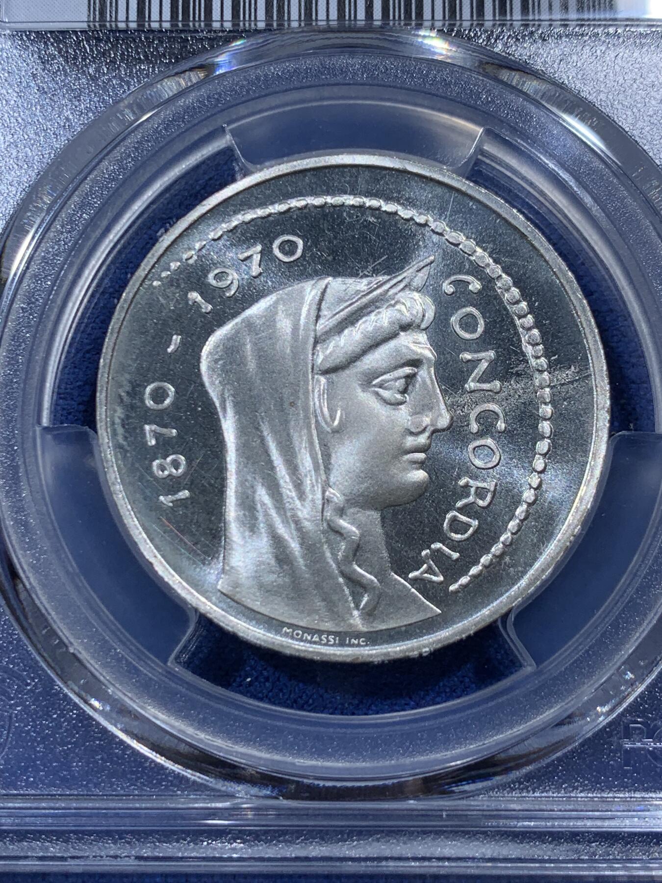 《竞宝斋》第400场 周日，周一，周二，3场连拍 （全场包邮） PCGS MS66 意大利1970年罗马建都百年1000里拉纪念银币