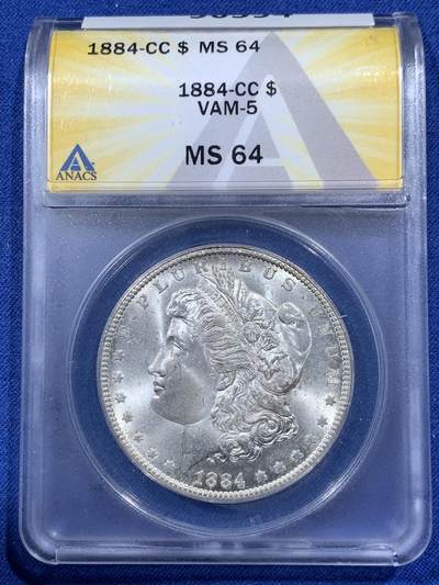 《竞宝斋》第400场 周日，周一，周二，3场连拍 （全场包邮） - ANACS MS64 美国1884年CC摩根，远胜于分数的实物状态，送PC/NGC常有惊喜