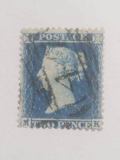 邮票专场 1840年 世界第一枚邮票 蓝便士。票号MK。