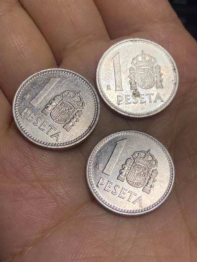 2025年第六十五场(总第九十一场）外国好品散币(免佣金) - 西班牙🇪🇸3枚：1985年1987年1比塞塔