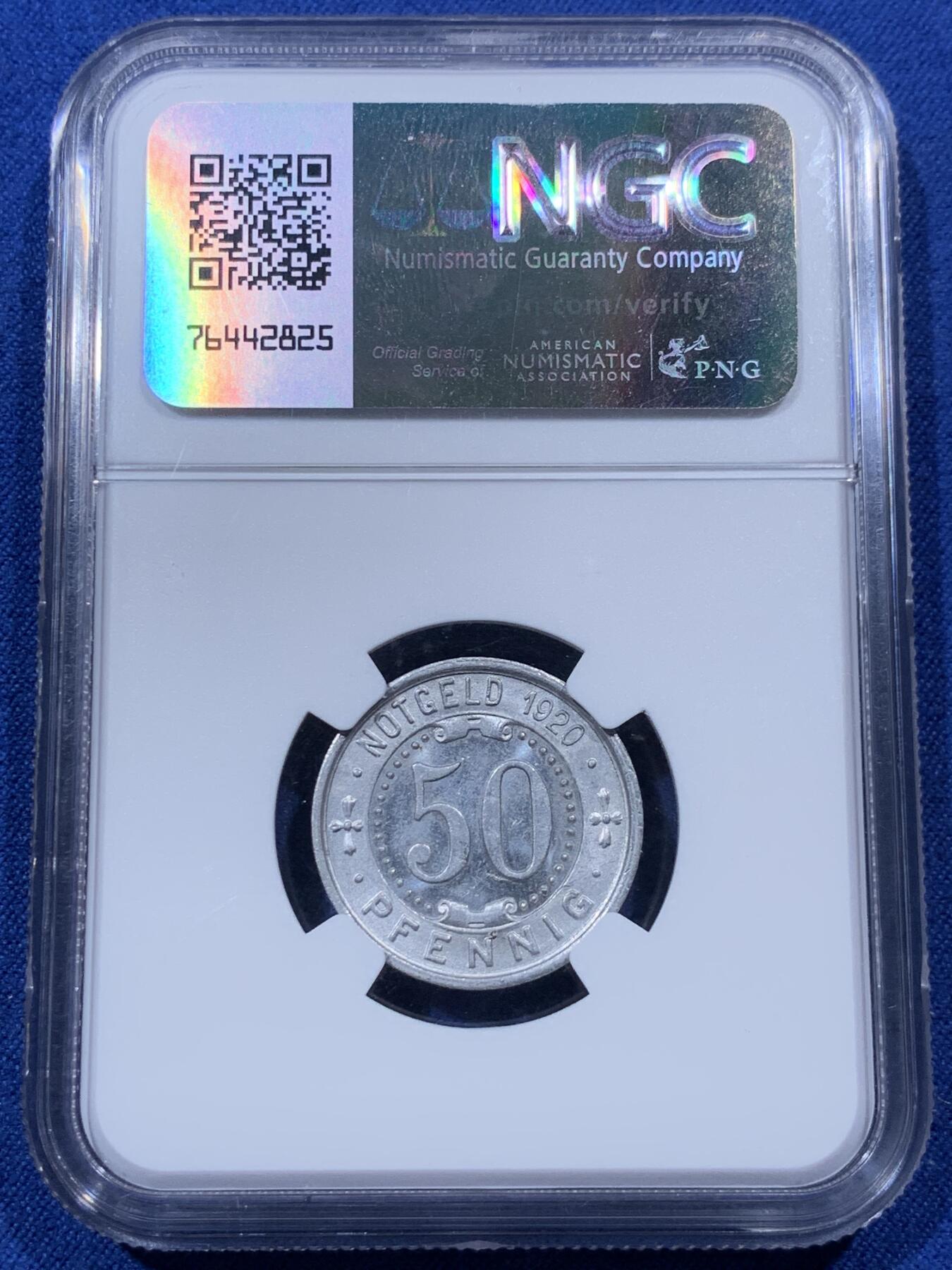 《竞宝斋》第400场 周日，周一，周二，3场连拍 （全场包邮） NGC MS64 德国1920年门登洞熊50芬尼 德紧近年大热品种 高分收藏状态