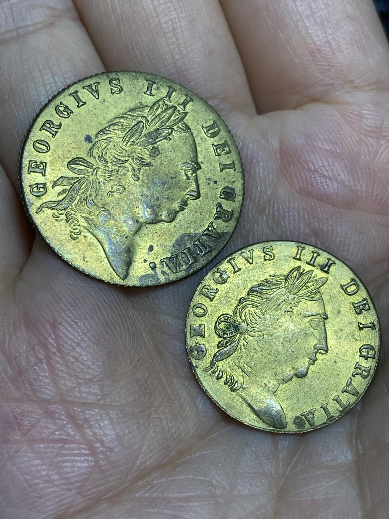 2025年第六十五场(总第九十一场）外国好品散币(免佣金) 2枚:英国🇬🇧1768年乔治三世代币(齿边薄铜片)