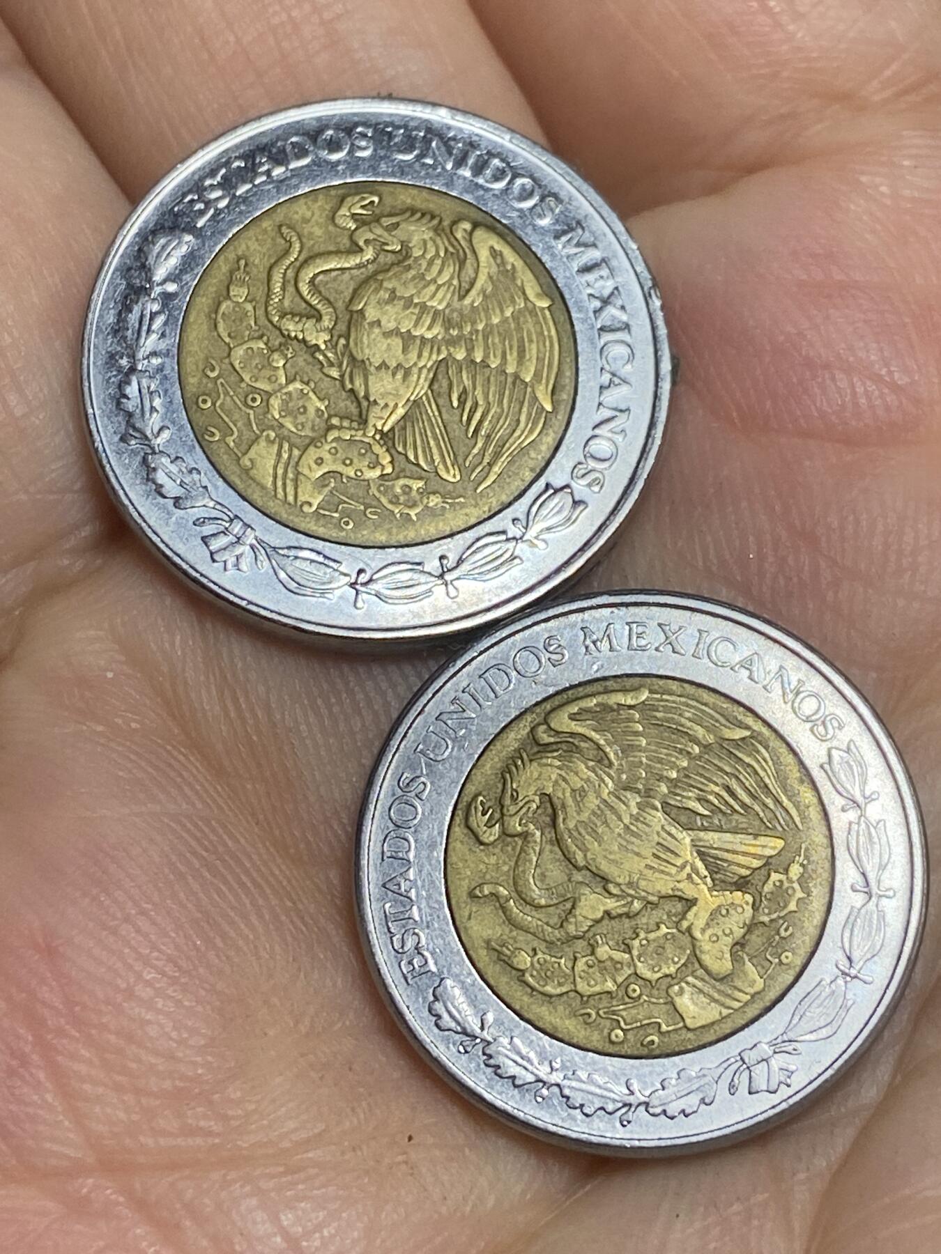 2025年第六十五场(总第九十一场）外国好品散币(免佣金) 墨西哥🇲🇽2枚：1999年1比索，2005年2比索