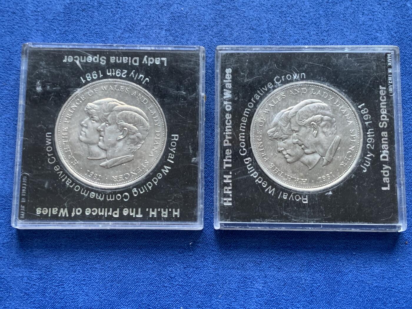 《竞宝斋》第400场 周日，周一，周二，3场连拍 （全场包邮） 两枚一组 英国1981查尔斯和戴安娜皇家婚礼克朗型纪念币