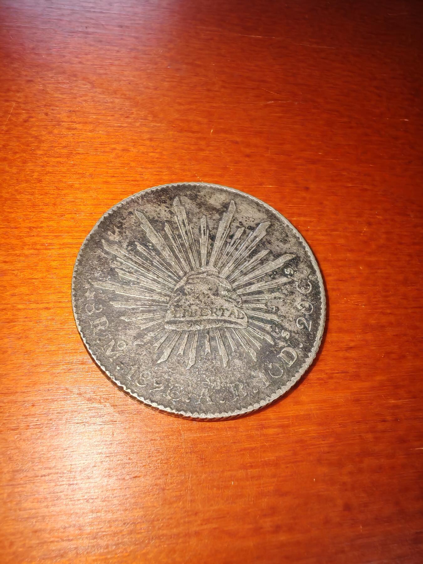 长老汇蛇年精选第二十一场拍卖 1896Mo AB墨西哥8R鹰洋，墨西哥城造币厂，沉船币，背面微戳
