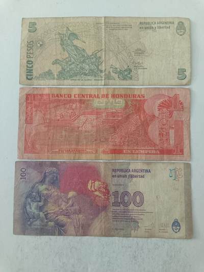 【20250717】非全新纸币第265场 南美洲国家3张纸币，有字迹
