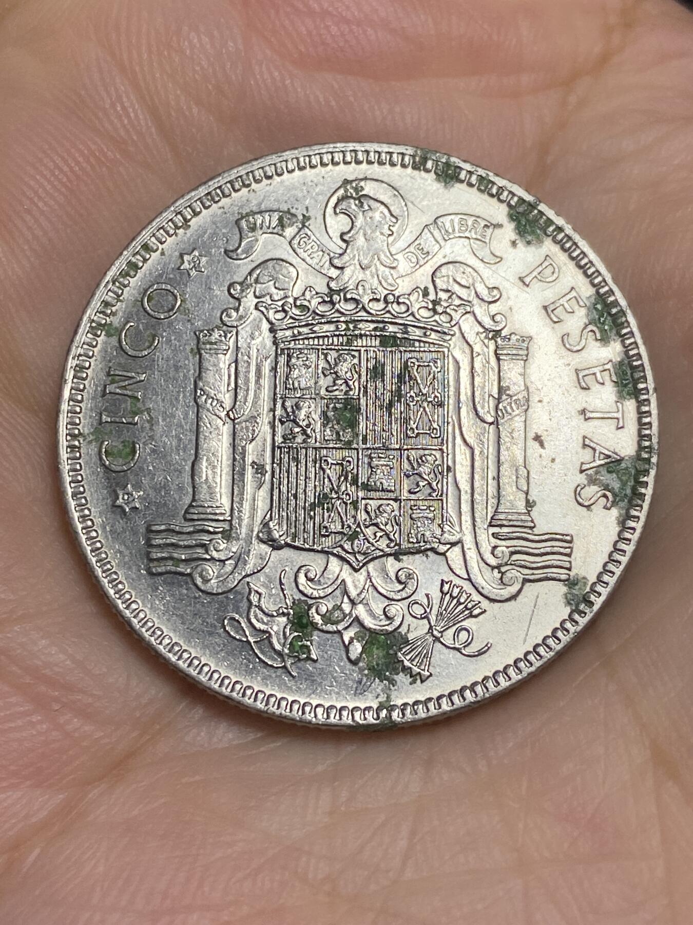 2025年第六十五场(总第九十一场）外国好品散币(免佣金) 稀少–西班牙🇪🇸1949(49)年5比塞塔(弗朗哥执政早期，大尺寸纯镍材质版，首发年)