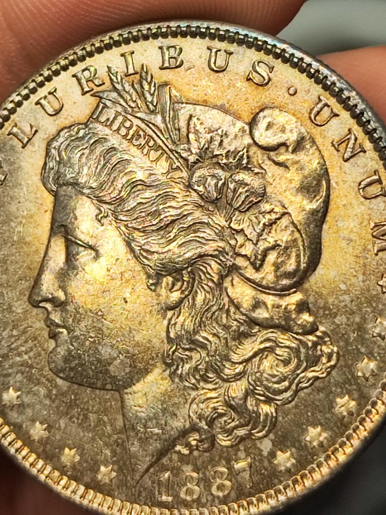 美国 摩根银币 1887年 unc美品