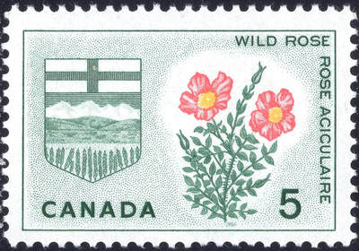 洪涛臻品批发群 精选邮票限时拍卖第1045期  - 加拿大1966年 野玫瑰与阿尔伯塔省武装徽章 新票, 精美雕刻版, 原胶完美润亮