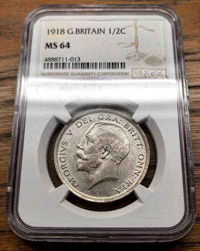 凡希社世界钱币微拍第三百零七期 - 1918英国乔五1/2克朗NGC-MS64