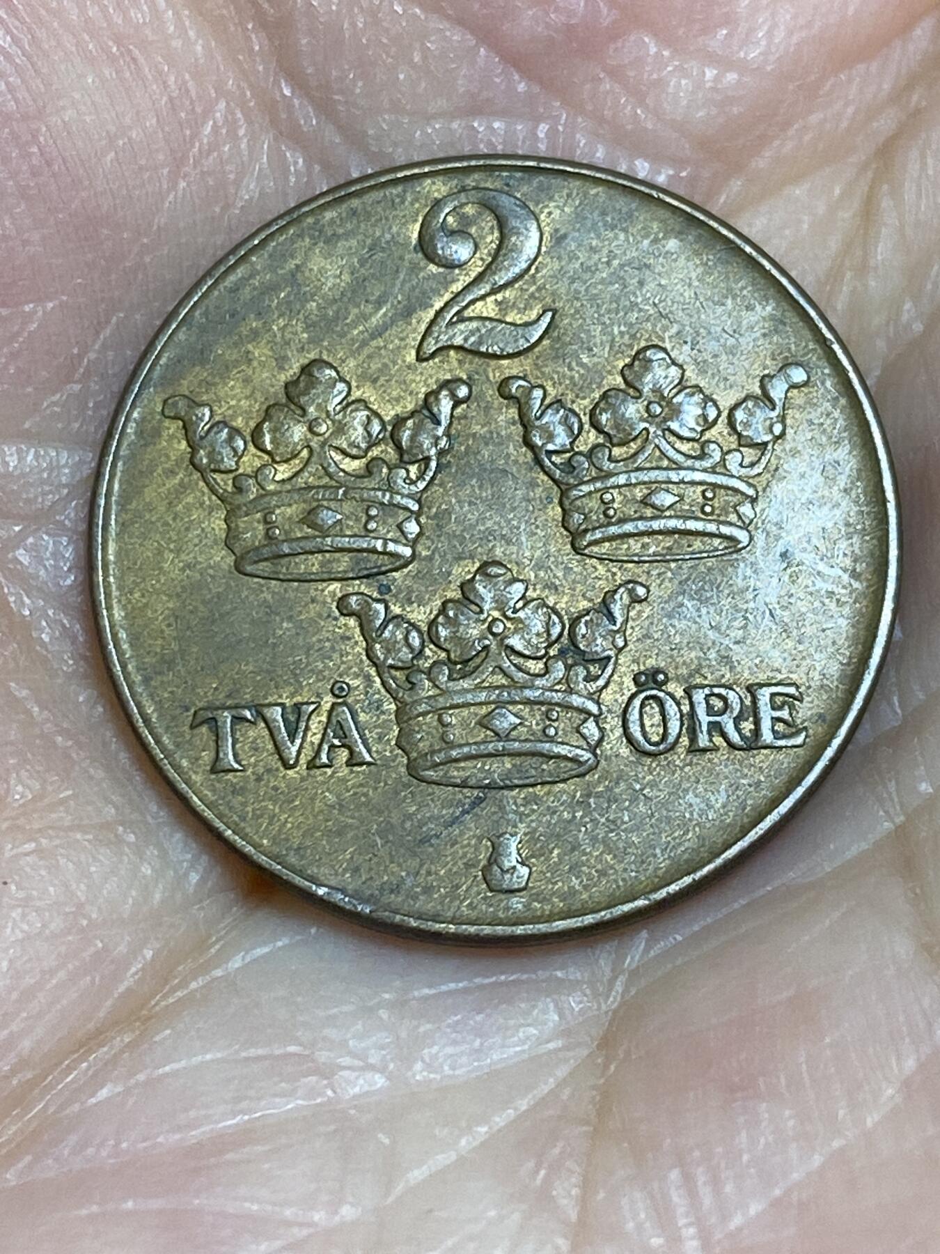 2025年第六十五场(总第九十一场）外国好品散币(免佣金) 瑞典🇸🇪1950年2欧尔(古斯塔夫五世时期，青铜材质关门年)