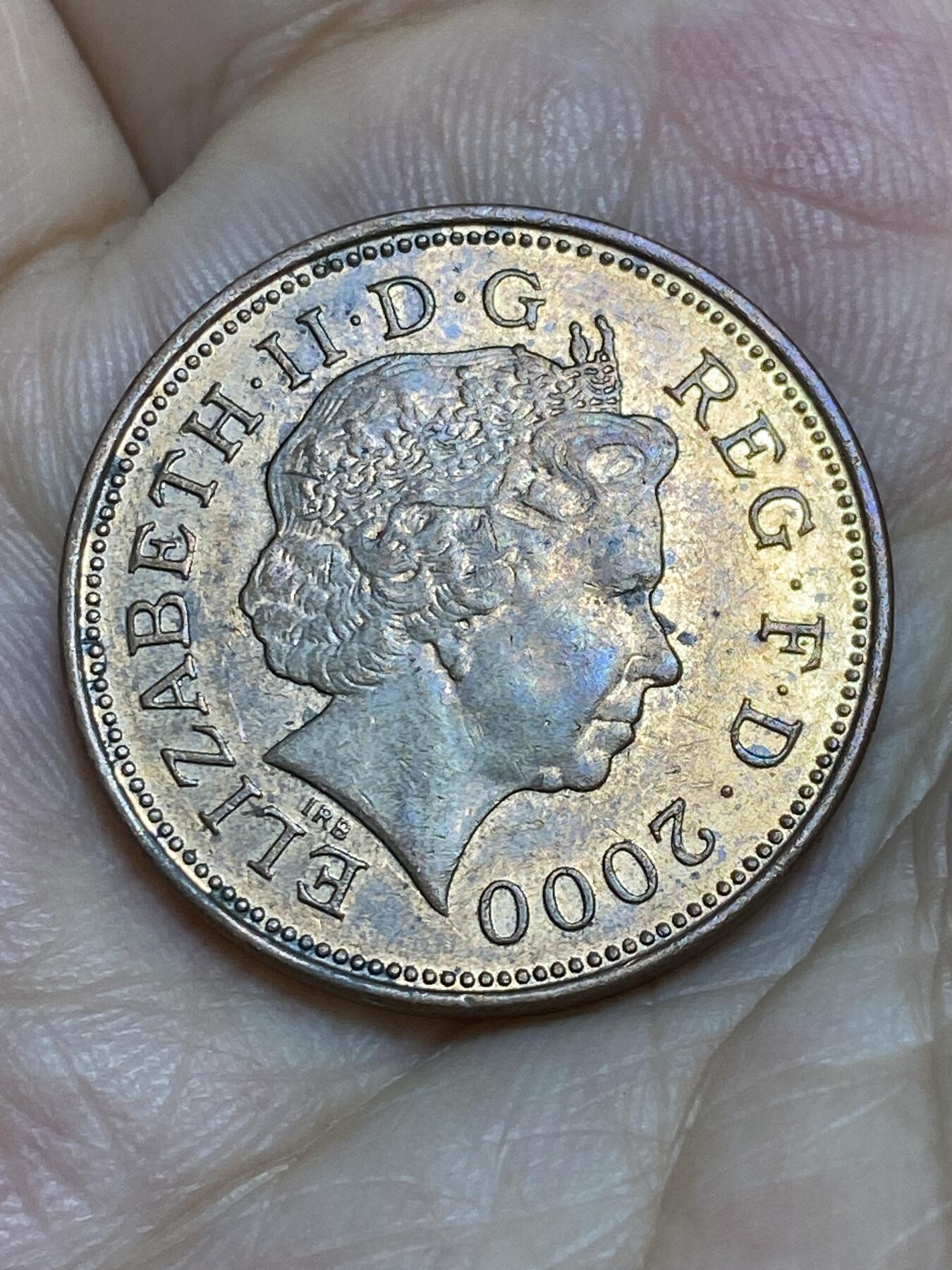 2025年第六十六场(总第九十二场）外国好品散币(免佣金) 英国🇬🇧2000年2便士(伊丽莎白二世老年，威尔士羽冠版，铜包钢有磁版)