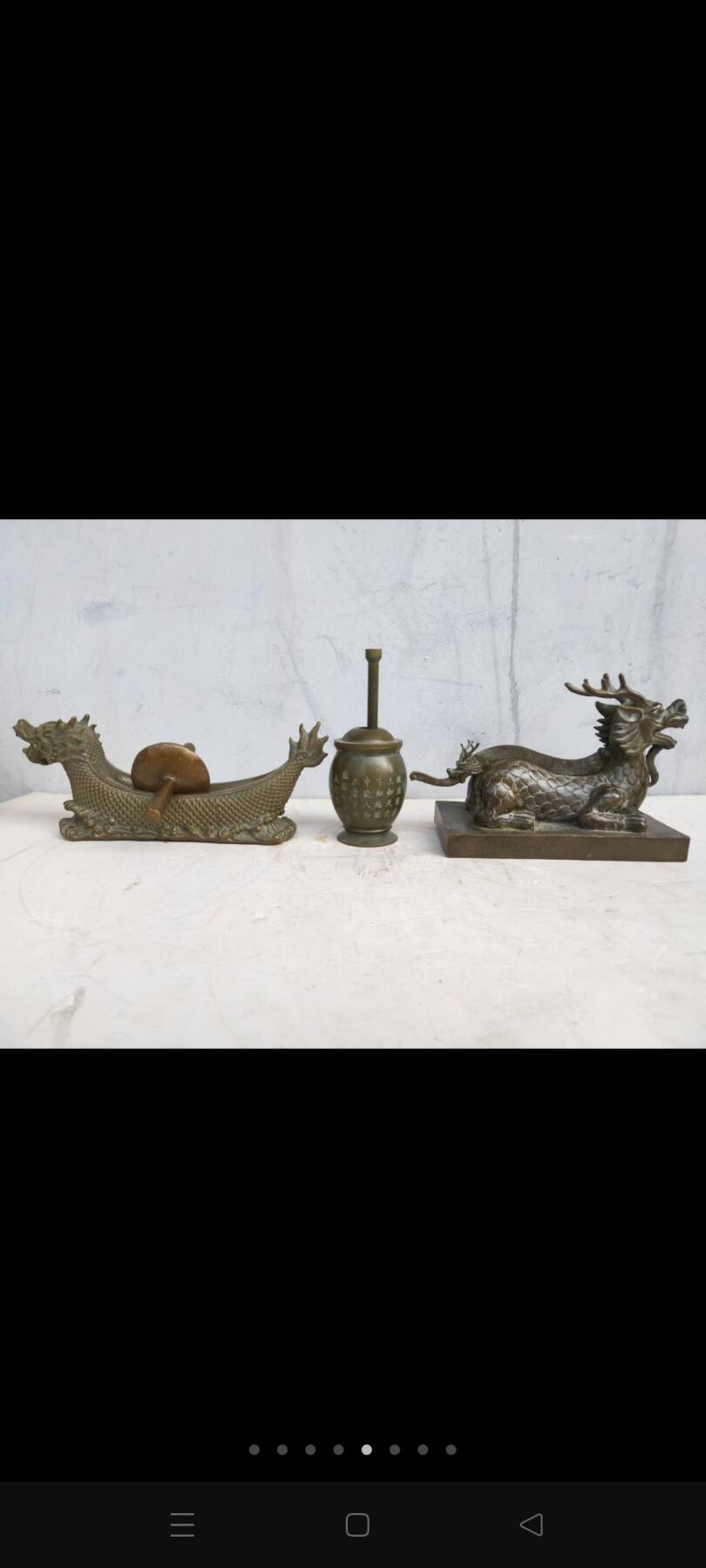 纯铜老中医工具三件套，龙碾子，捣药罐，铡刀，包浆一流，造型独特，包浆一流，品相如图 纯铜老中医工具三件套，龙碾子，捣药罐，铡刀，包浆一流，造型独特，包浆一流，品相如图