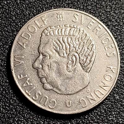 泉币菌-第52场-各国散币场 - 瑞典1973年1克朗 古斯塔夫六世国王 皇冠 25mm