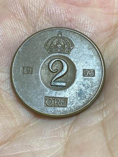2025年第六十六场(总第九十二场）外国好品散币(免佣金) - 瑞典🇸🇪1953年2欧尔(古斯塔夫六世时期，TS版)