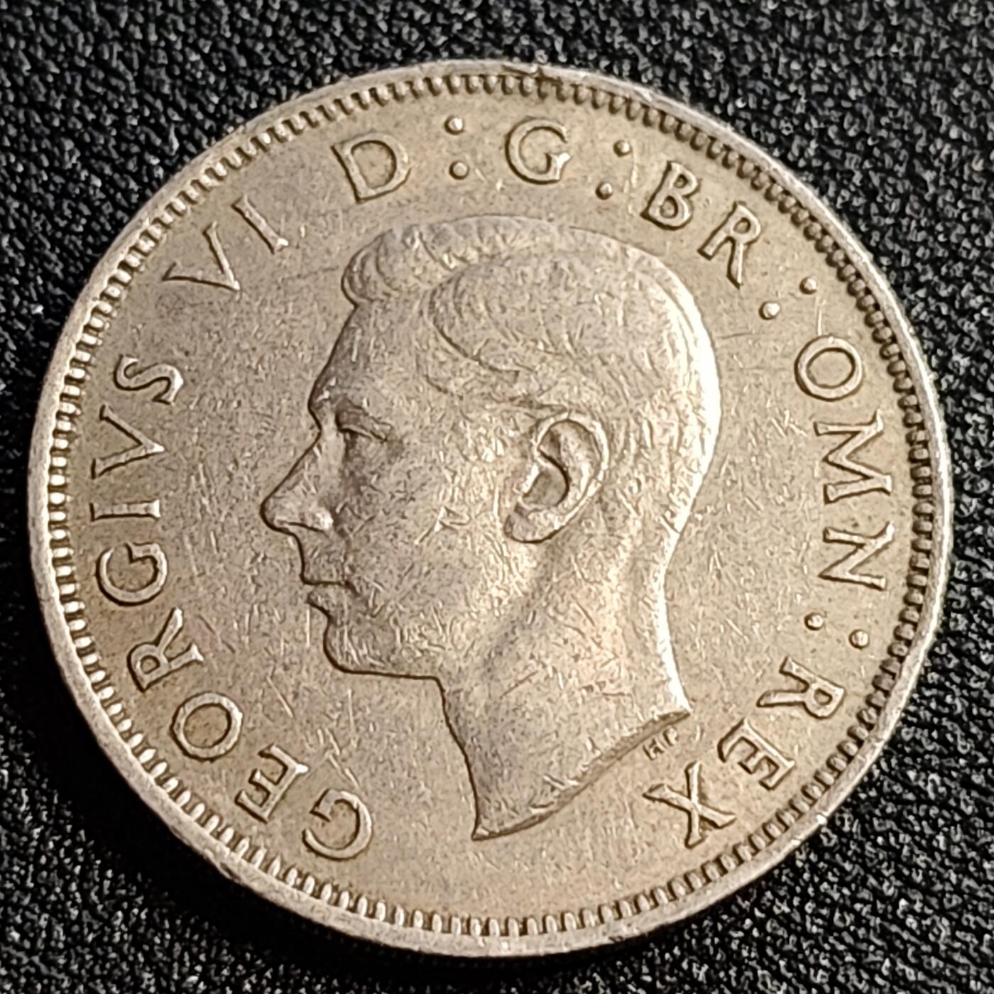 泉币菌-第53场-精品场 英国早期大镍币 英国2先令硬币 1949年 乔治六世国王 28.3mm