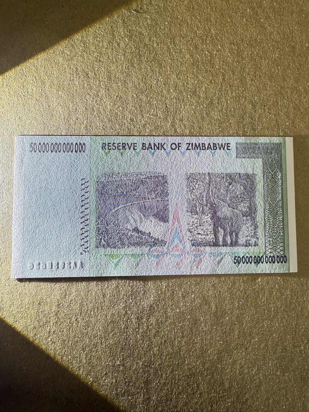 【炜奕收藏】，第三十九期 2008年津巴布韦50万亿元，UNC品相，号码无47
