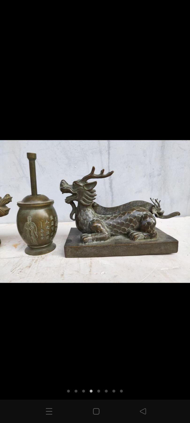 纯铜老中医工具三件套，龙碾子，捣药罐，铡刀，包浆一流，造型独特，包浆一流，品相如图 纯铜老中医工具三件套，龙碾子，捣药罐，铡刀，包浆一流，造型独特，包浆一流，品相如图