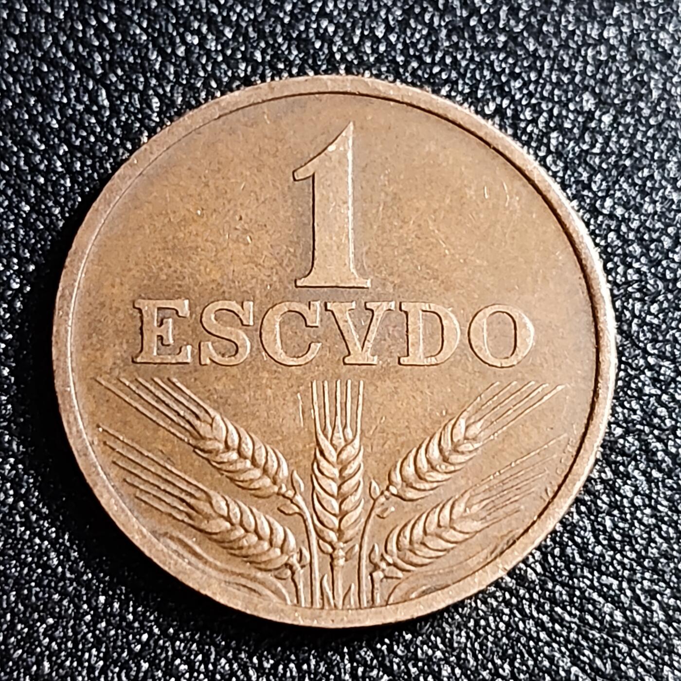 泉币菌-第52场-各国散币场 极美 葡萄牙1埃斯库多铜币 1970年 铜币 26mm