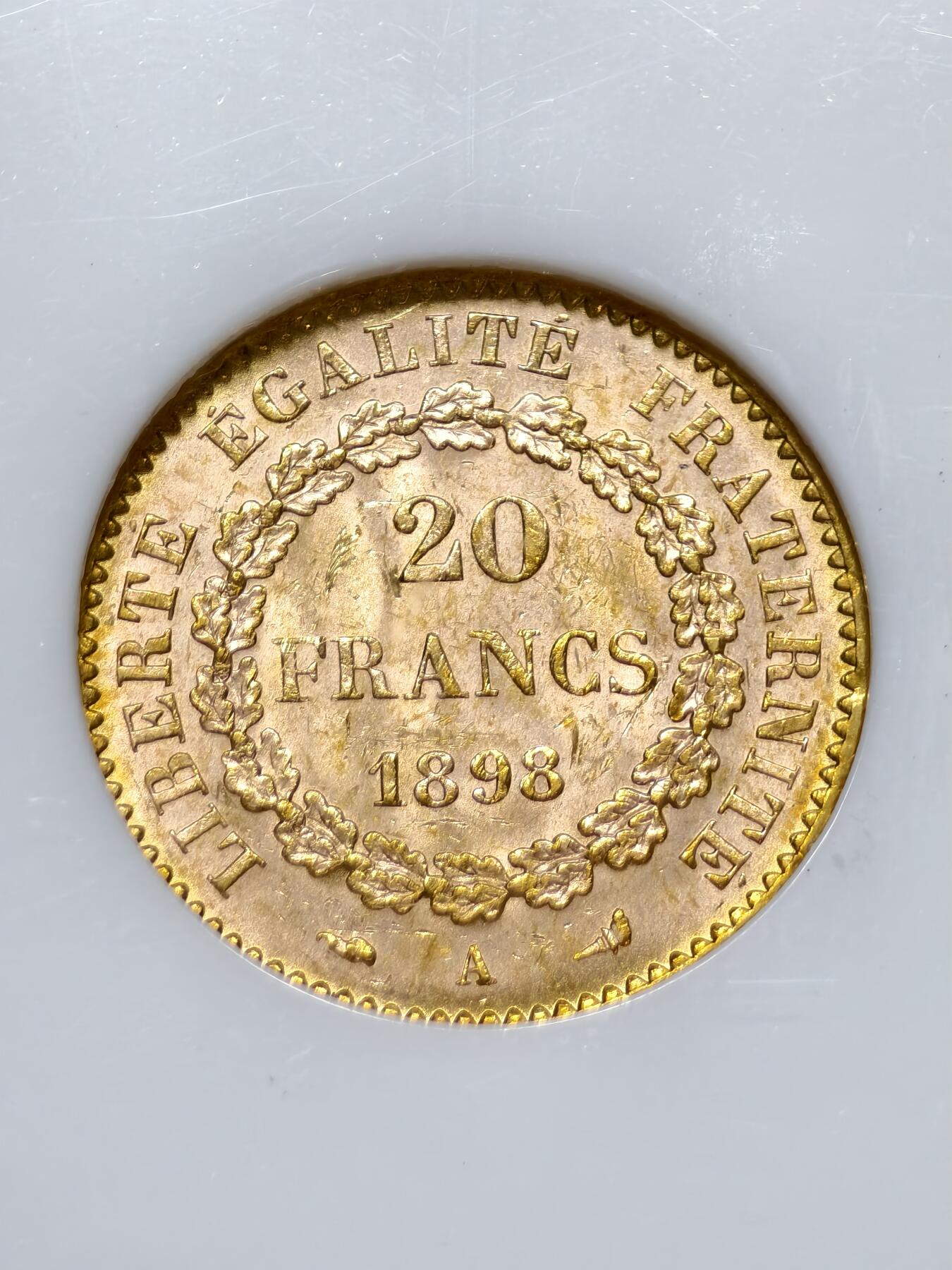 NGC-MS63法国1898年天使20法郎金币