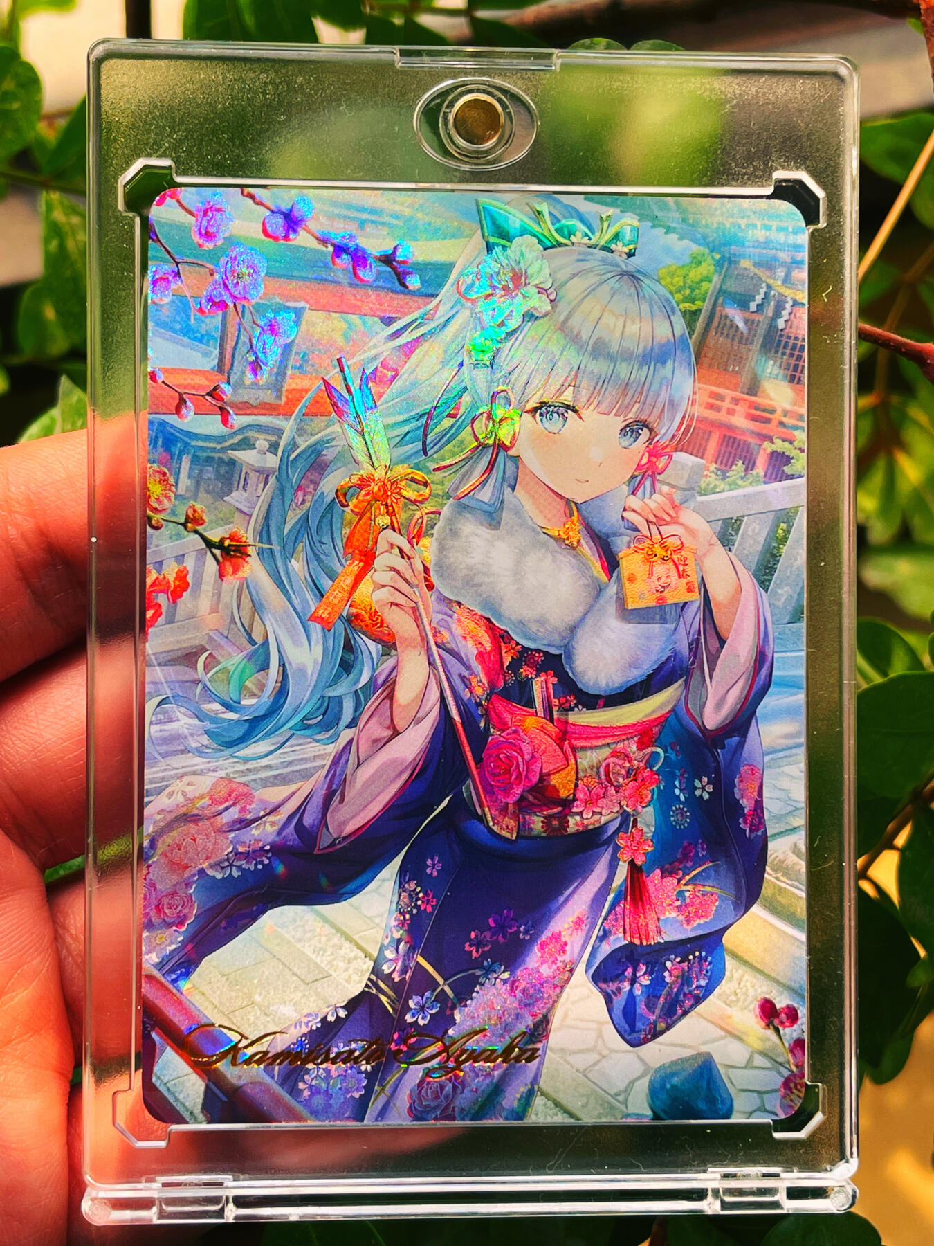 显眼宝23期 都是自己玩的卡  【带卡砖】燎原卡牌早期 T画师 原神 神里凌华投壶游戏 一张 极品浮雕彩闪 