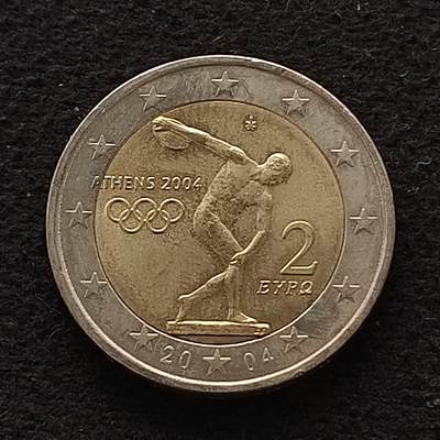 【全场包邮】纯粹捡漏拍443场 - 希腊2004年2欧元雅典奥运会双色纪念币-带说明