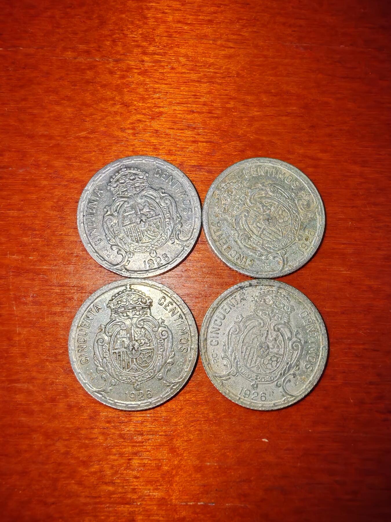 长老汇蛇年精选第二十一场拍卖 1926西班牙阿方索十三世50分银币4枚，2.5克835银