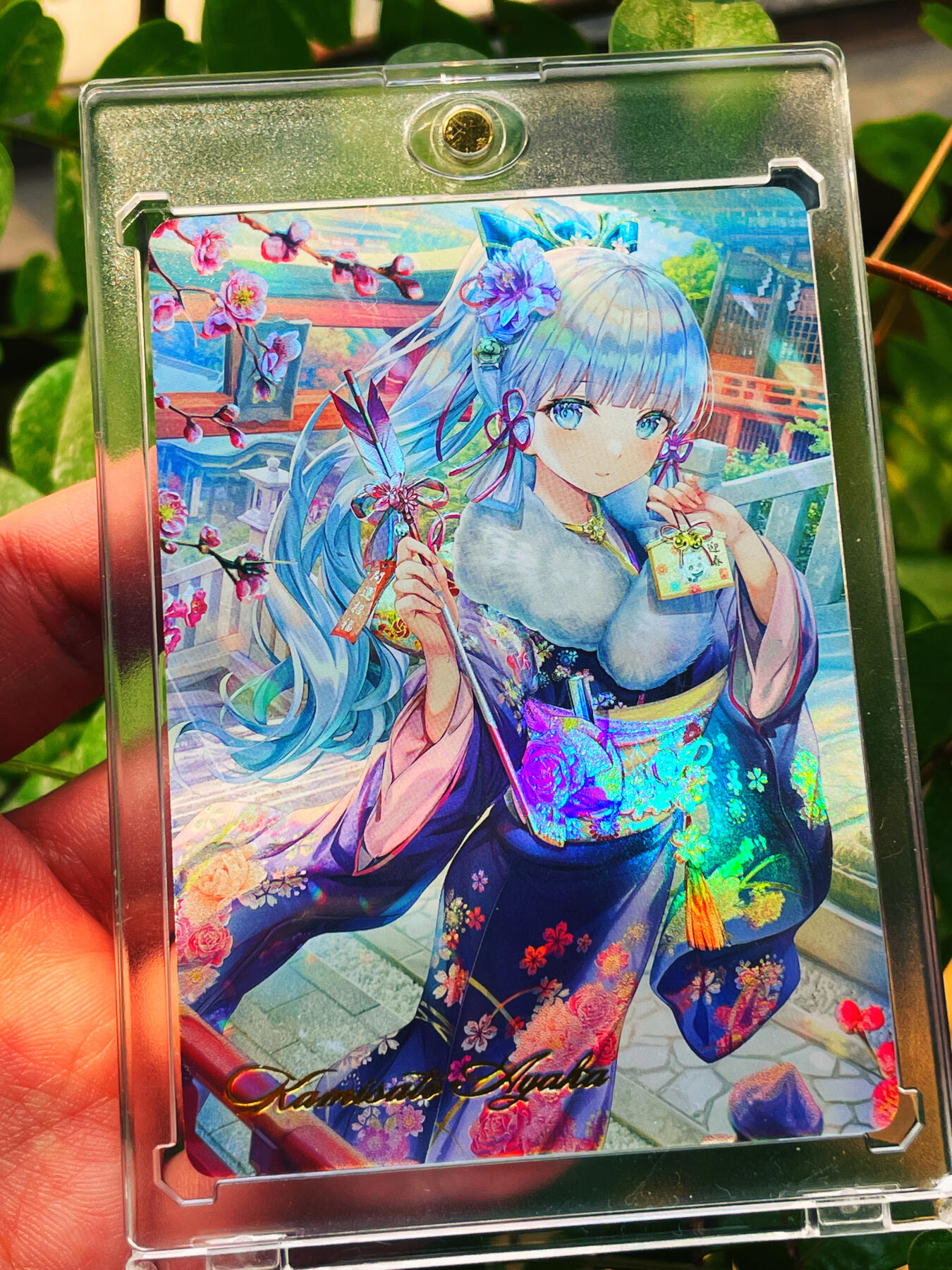 显眼宝23期 都是自己玩的卡  【带卡砖】燎原卡牌早期 T画师 原神 神里凌华投壶游戏 一张 极品浮雕彩闪 