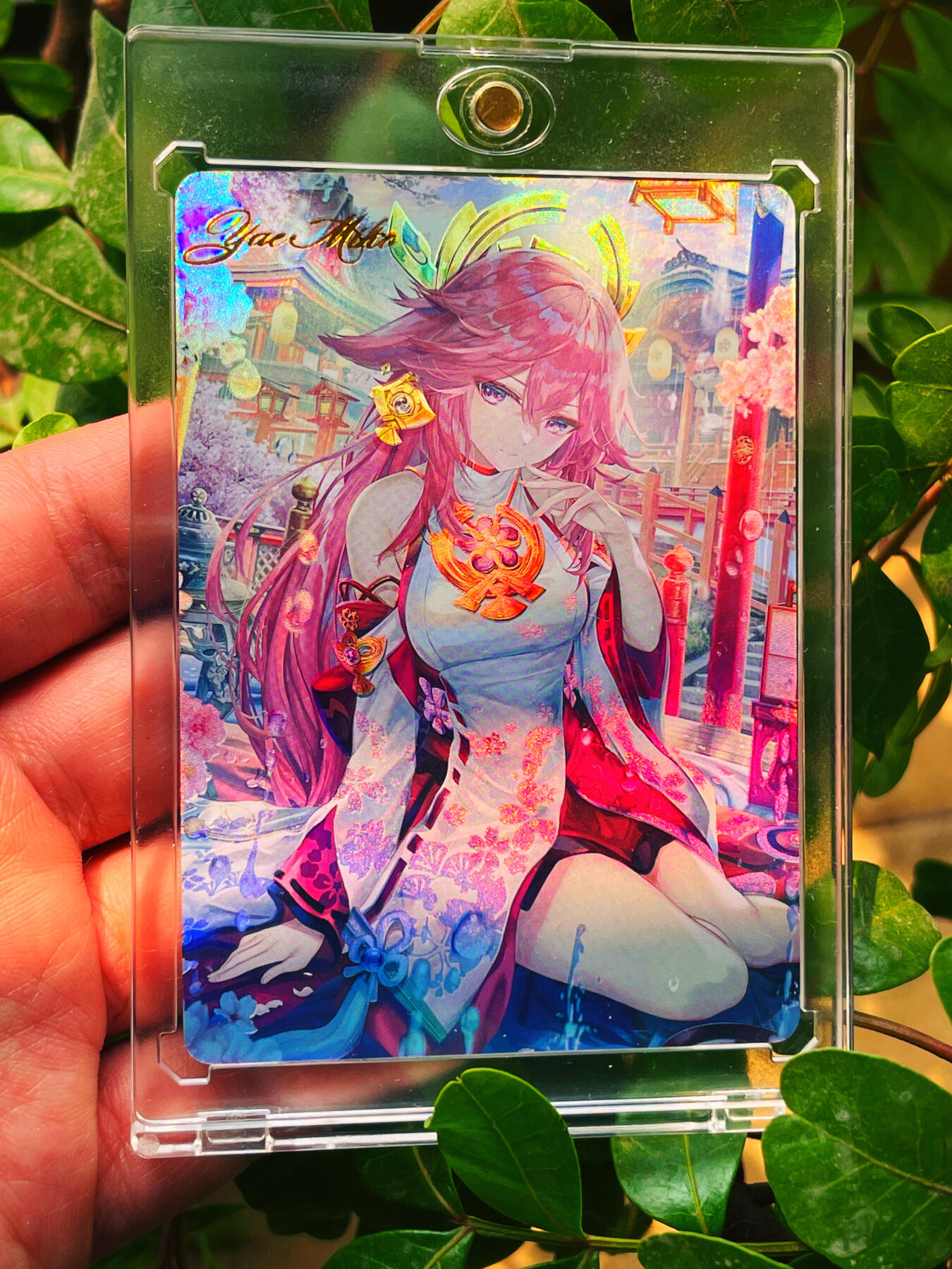 显眼宝23期 都是自己玩的卡  【带卡砖】燎原卡牌早期 T画师 原神 八重神子 一张 极品浮雕彩闪 